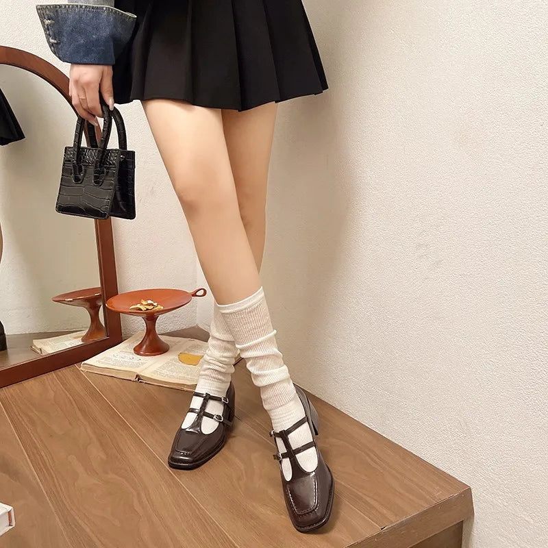 New Spring Leather Shoes Pointed Toe Pumps High Heels Slipon Loafers Shoes for Shoes