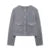 Woolen Blends Coat for O-neck Metal Button Gray Long Sleeve Pockets Jackets Autumn Lady High Street Outwear