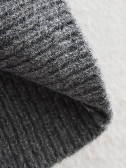 Simple Knitted Sweater for Woman Slash Neck Long Sleeve Loose Pullover Autumn Basic Jumper