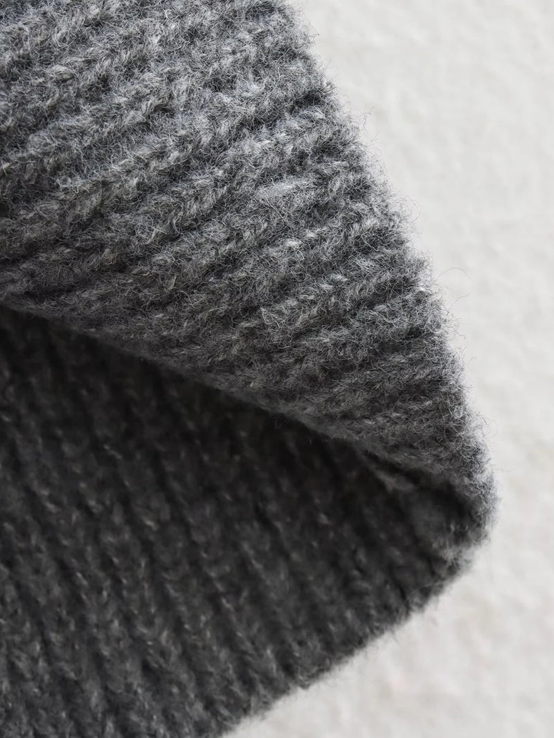 Simple Knitted Sweater for Woman Slash Neck Long Sleeve Loose Pullover Autumn Basic Jumper