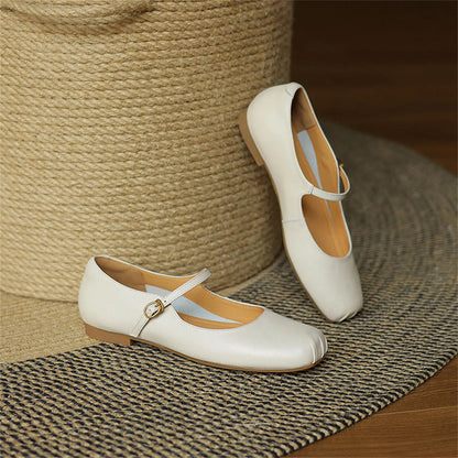 Flats Shoes Genuine Leather Mary Janle Shoes Moccasins Walking Lofers Shoes Females Retro Flats