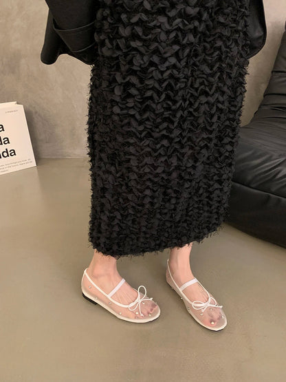 Flat Shoes Mesh Mary Jane Shoes Soft Sole Outdoor Dress Ballerinas