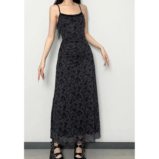 Y2k Dresses Summer Clothes Print Spaghetti Strap Sleeveless Bodycon Long Dress Grunge Fairycore Dresses