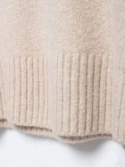 Knitted O-neck Sweaters Retro Loose Pullover Sweater Female Autumn Street All-matching Tops