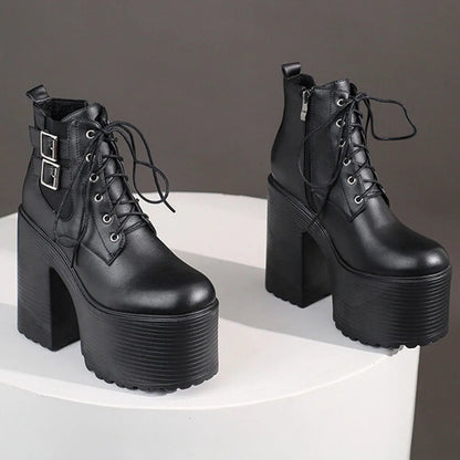 Platform Ankle Boots Winter Brand Design Great Quality Gothic Style Comfy Cool Street Shoes Boots Big Size 43