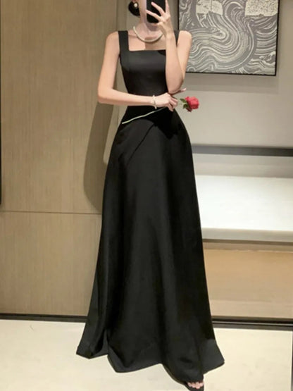 Backless Evening Party Dress Sleeveless Aline Long Dresses for Spring Summer Prom Robe Vestidos Mujer New