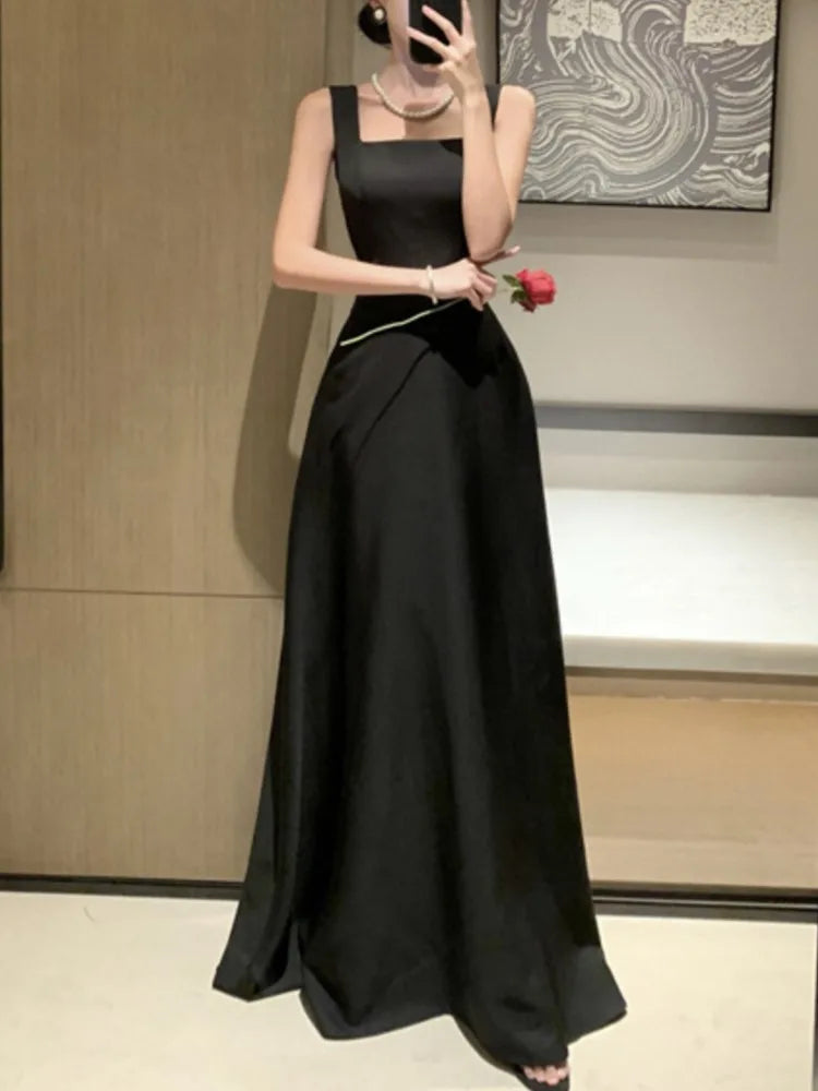 Backless Evening Party Dress Sleeveless Aline Long Dresses for Spring Summer Prom Robe Vestidos Mujer New
