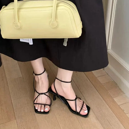 Shoes Sandals Stiletto Heels Suit Female Beige Allmatch Low New Comfort High Retro Summer