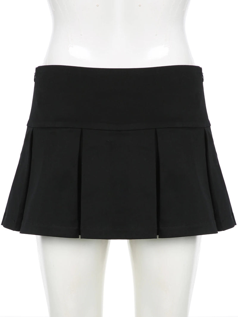 All Match Black Button Pleated Mini Skirts Harajuku Shorts Skirt Japanese 2000s Style Y2k
