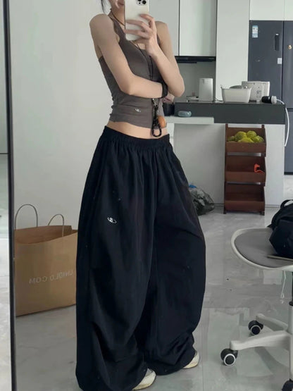 Baggy Jogging Pants Hip Hop Y2k Grey Embroidery Korean Straight Leg Sport Trouser Harajuku Causal Bottoms