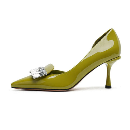 Female Sandal Slipon Loafers Summer Spring Shoes Strappy Heels Shallow Mouth Pointed Elastic Band Stiletto Fashi