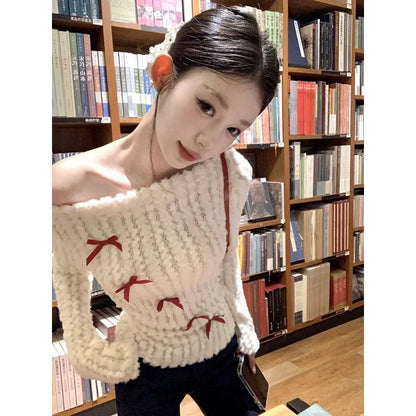 Y2k Knitted Sweater Long Slleve Korean Design Knit Pullovers 2000s Party Autumn Jumper