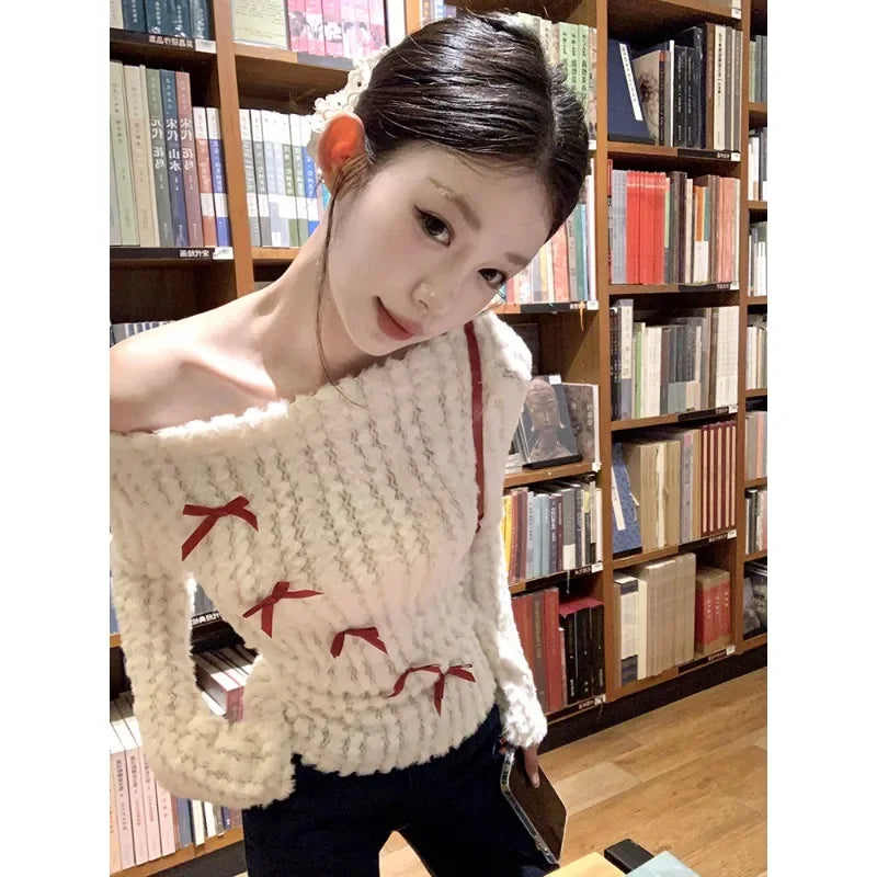 Y2k Knitted Sweater Long Slleve Korean Design Knit Pullovers 2000s Party Autumn Jumper