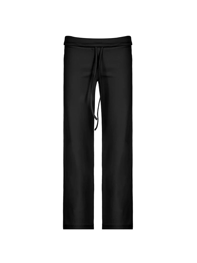 Drawstring Low Waist Straight Pants Basic Jogger Sweatpants