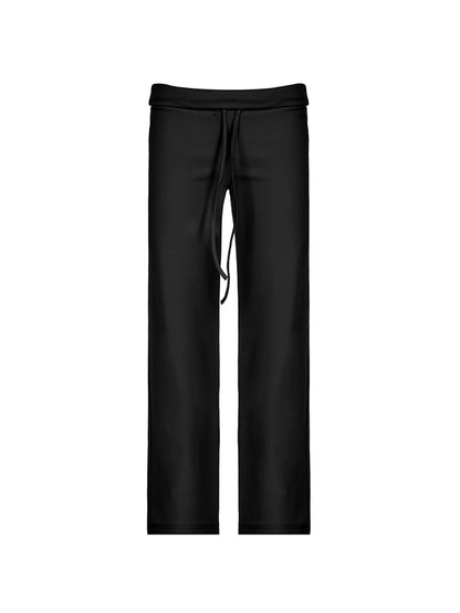 Drawstring Low Waist Straight Pants Basic Jogger Sweatpants