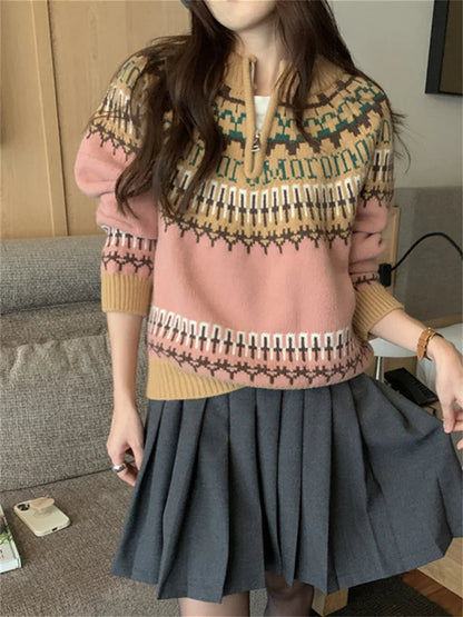 Sweet Sweaters Retro Knitted New Slim Pullovers Ol Daily Office Lady Winter Gentle