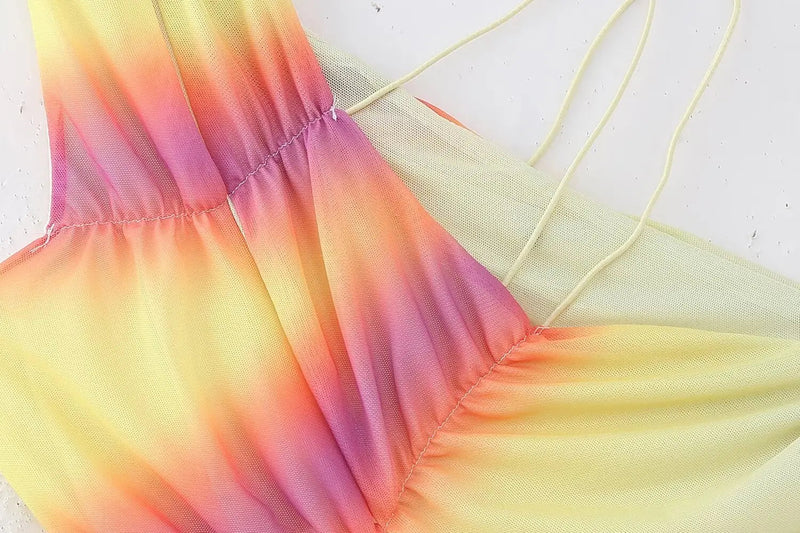 Summer Oneshoulder Cutout Gradient Maxi Dress Off Shoulder Sleeveless Dresses Female Beachwear Lace Robes