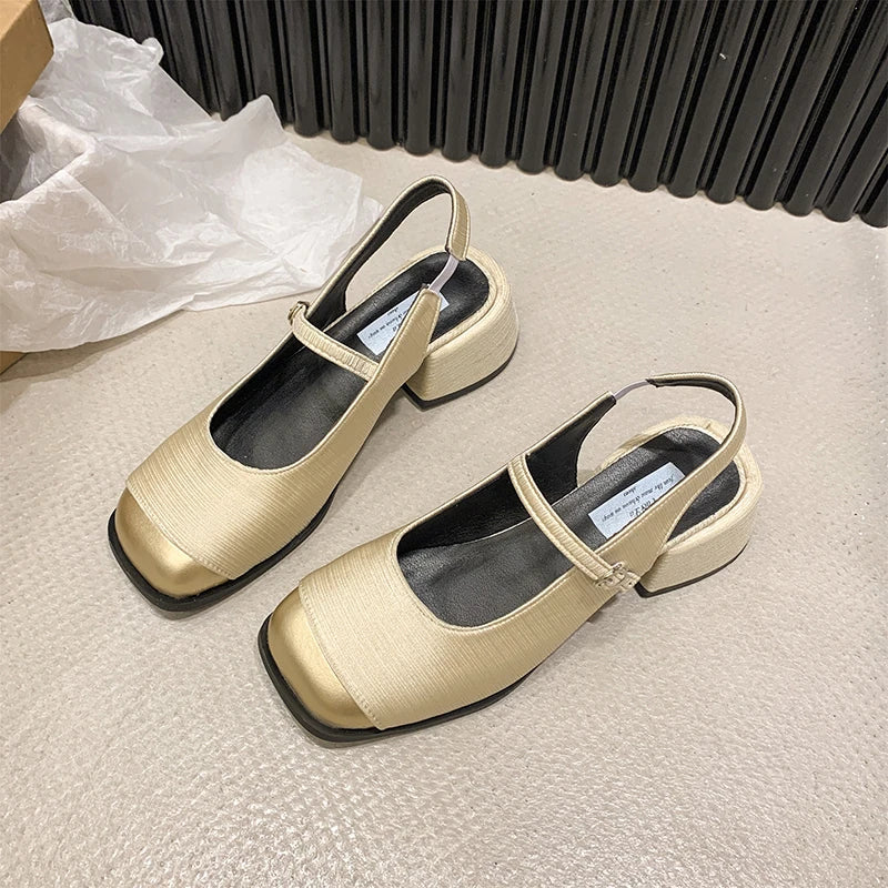Summer Buckle Square Heel Platform Mary Jane Shoes Designer Soft Soled High Heel Sandals Shoes