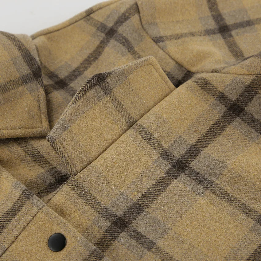 New Plaid Contrast Jacket Autumn Winter Single Breasted Long Sleeve Outerwear Female Coat