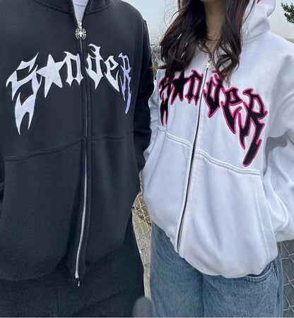 Y2k European Halloween Personalized ’s Hoodies and Hoodies Couples Large Spider Woman