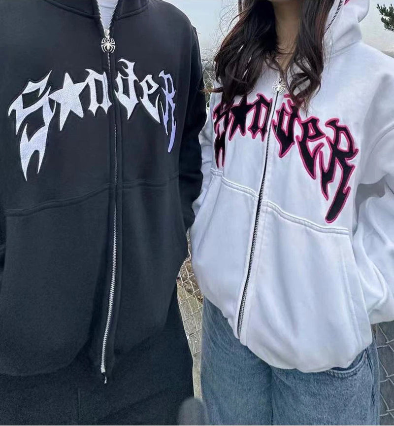 Y2k European Halloween Personalized ’s Hoodies and Hoodies Couples Large Spider Woman