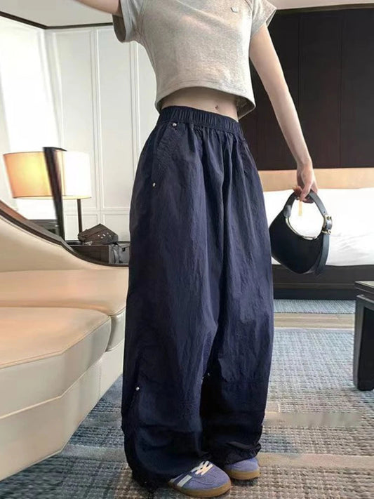 Korean Parachute Pants Y2k Harajuku Rivet Baggy Sweatpants Hip Hop Summer Sports Trouser