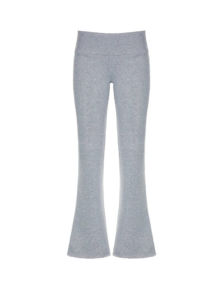 Gray Slim Low Waist Sweatpants for Black Simple Basic Flared Pants Sports Jogging Trousers