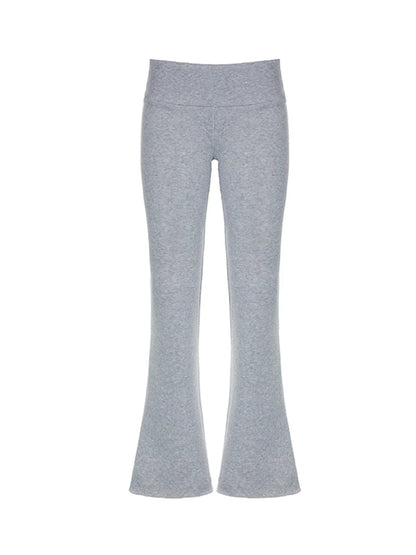 Gray Slim Low Waist Sweatpants for Black Simple Basic Flared Pants Sports Jogging Trousers