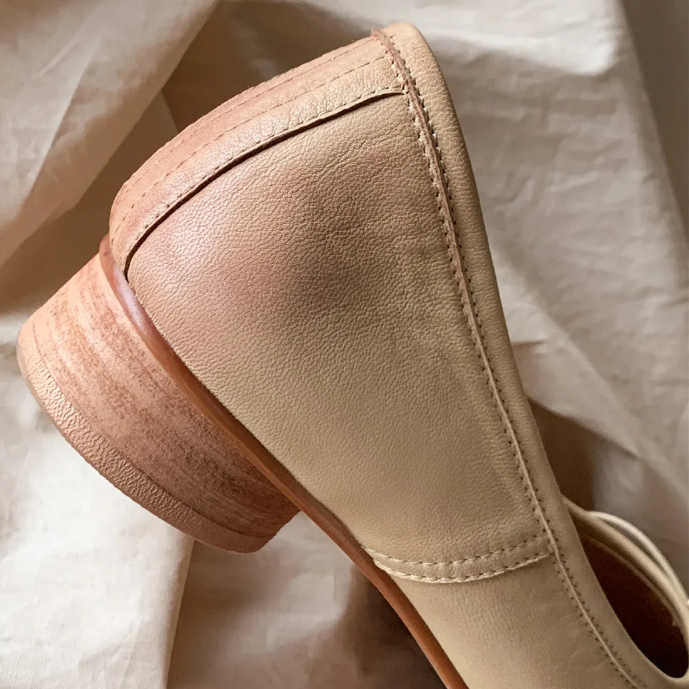 Genuine Leather Pleated Sqaure Toe Sliponn Ballet Flats Soft Comfortable Female Four Season Ballerianns Single Shoes