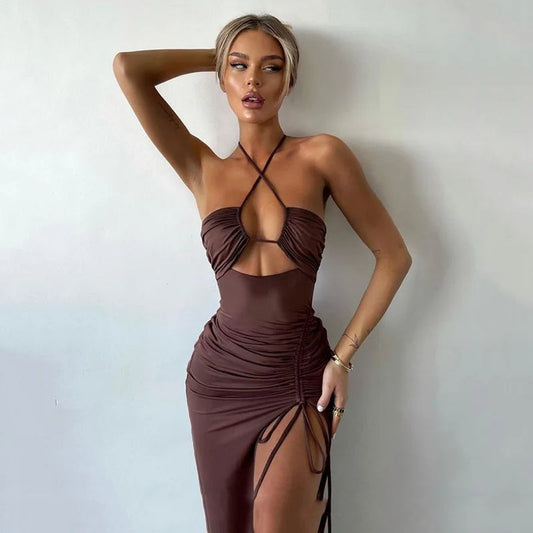 Sleeveless Backless Slim Midi Dress