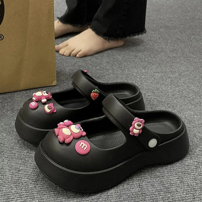 Platform Kawaii Slides Shoes White Summer Slippers and Sandals on Beach Thick Normal Top Designs Vip 39
