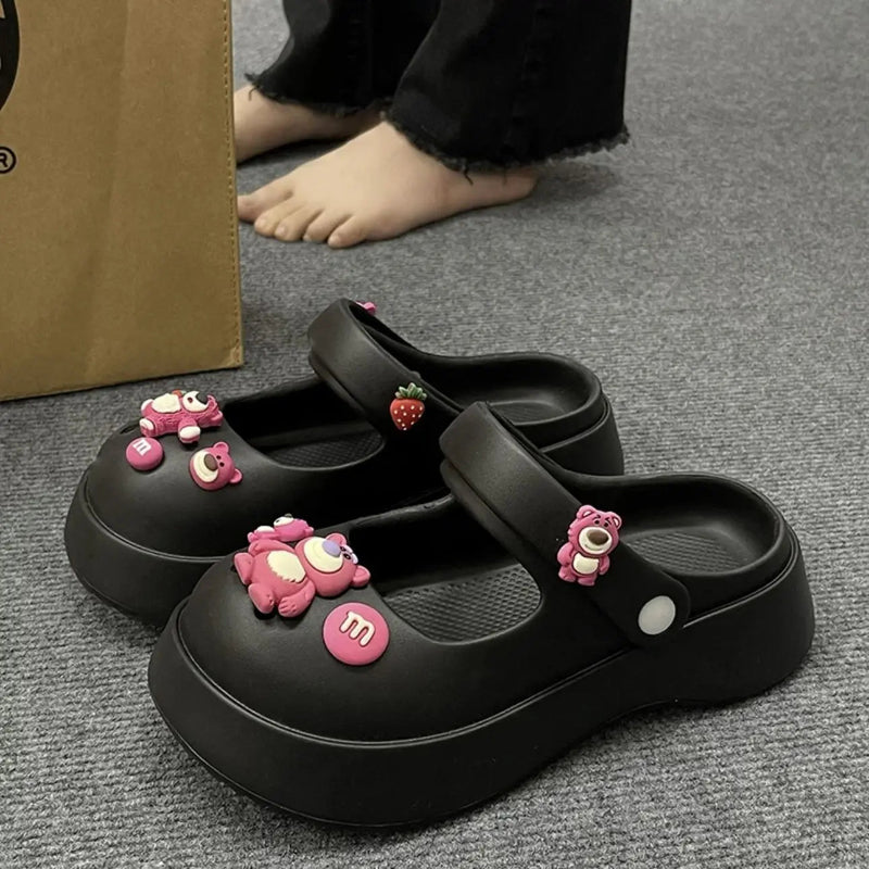 Platform Kawaii Slides Shoes White Summer Slippers and Sandals on Beach Thick Normal Top Designs Vip 39