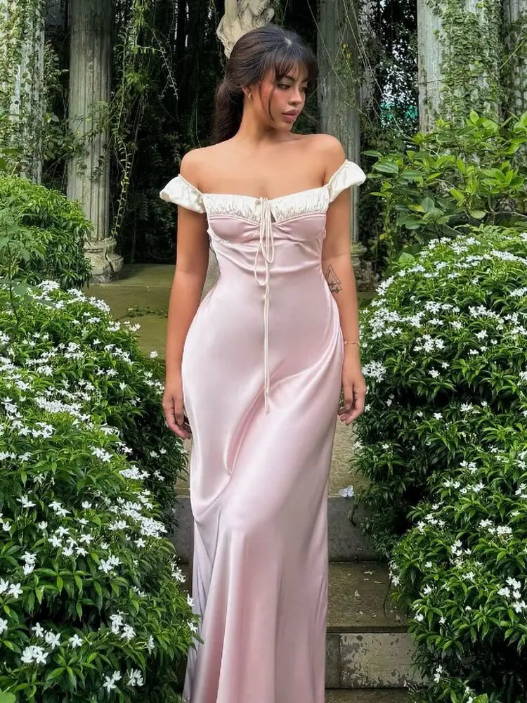 Satin French Bubble Tank Short Dress Lacing Retro Sweet Strap Slim A-line Mini Dress Summer Clothes for Female