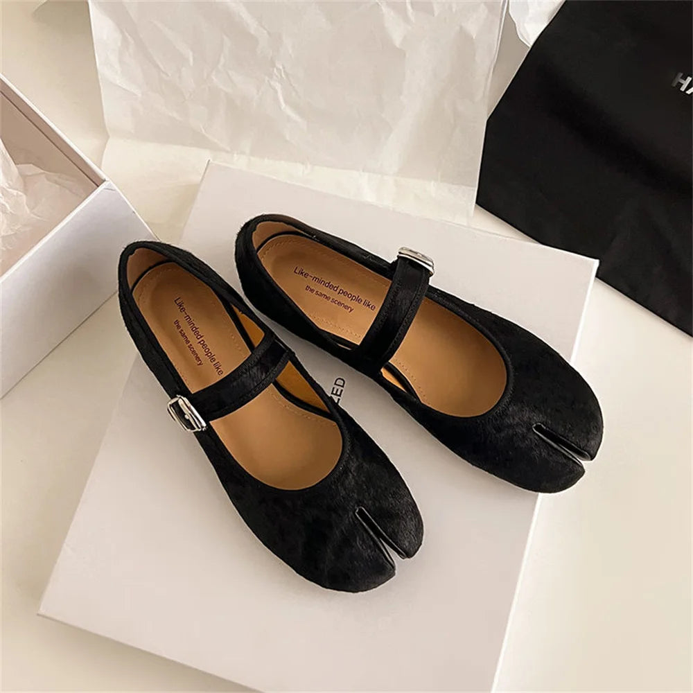 Mary Jane Horsehair Loafers Single Shoes Flats Shoes Woman Flats Street Shoes
