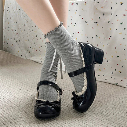 Jk Mary Jane Shoes Causal Shallow Butterflyknot Shoes Spring Autumn Female Leather Shoes