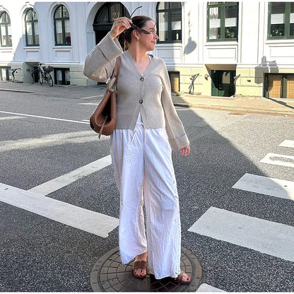 's Cardigan Loose V-neck Knitted Single Breasted Full Sleeve Sweater Female Autumn Winter New Lady Knitwears