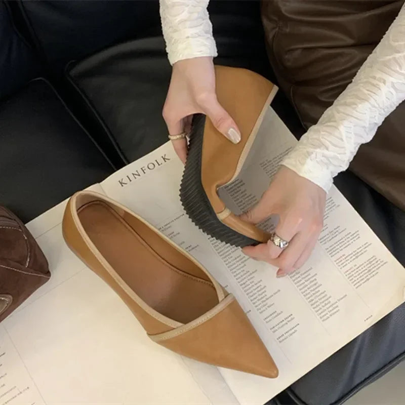 Designer Pointed Toe Pumps Autumn Comfort Soft Leather Wedge Shoes Shoes Office Flats Loafers