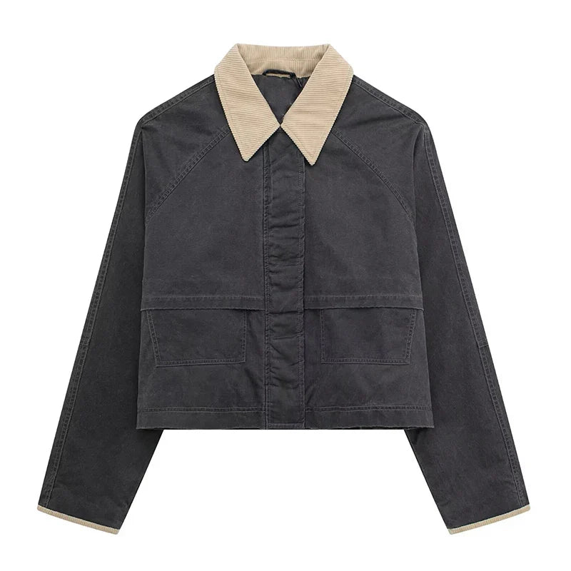 New Cargo Jackets Long Sleeve Patchwork Outwear With Pocket Street Style Punk Loose Top Coats