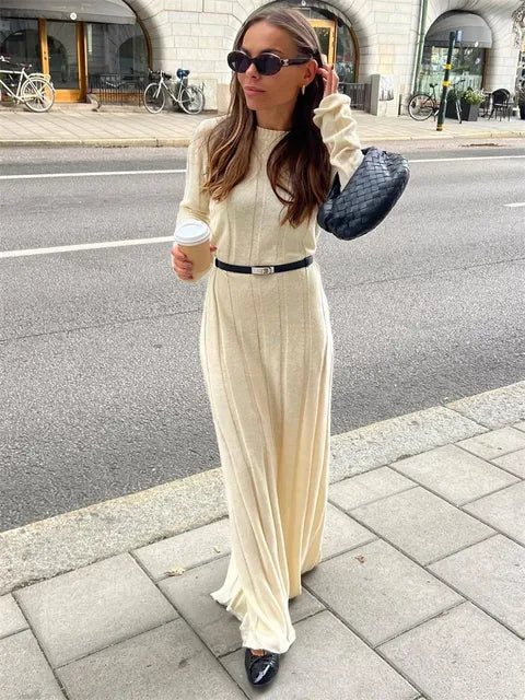 Loose High Waist Long Dress Female Long Sleeve Pullover Dress Knitwear Winter Maxi Dress