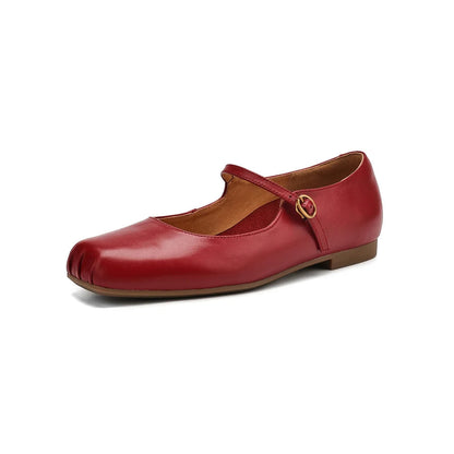 Flats Shoes Genuine Leather Mary Janle Shoes Moccasins Walking Lofers Shoes Females Retro Flats