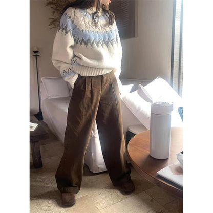 Print Sweater Japanese Harajuku Oversized Knitted Pullovers Winter Aesthetic Long Sleeve Jumpers Korean Knitwear