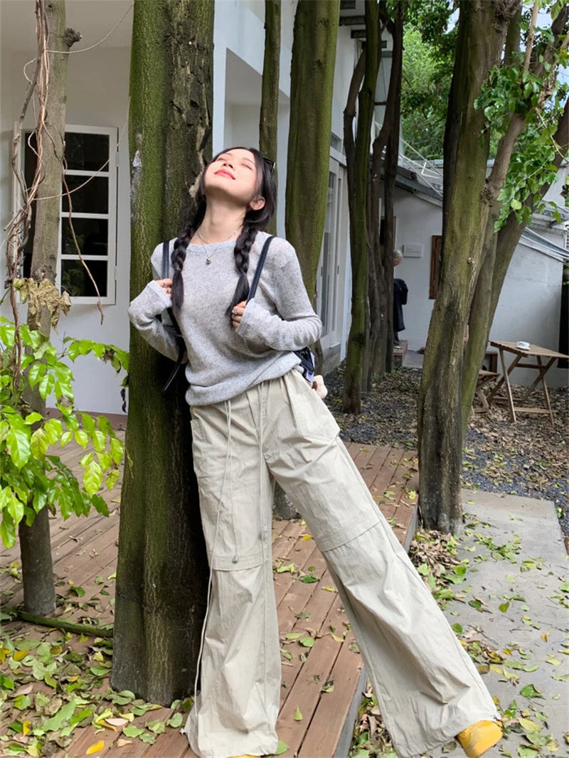 Low Waist Loose Pants Summer Daily New Wide Leg Minimalist All Match Slim Sports