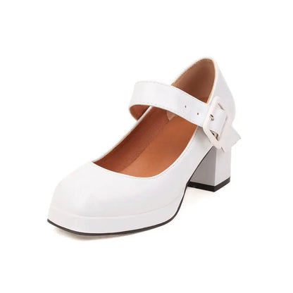 Classics High Heels Lolita Shoes Straps Mary Janes Shoes Female Red Orange White Pumps Party Wedding Shoes Size 45