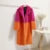 Mixed Color Patchwork Faux Mink Fur Winter Coat Jacket Fluffy Lapel Collar Brand Long Overcoats