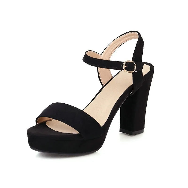 Size 3243 10cm High Heel Sandals Black Heel Open Toe Fashionable Summer Sandals Shoes