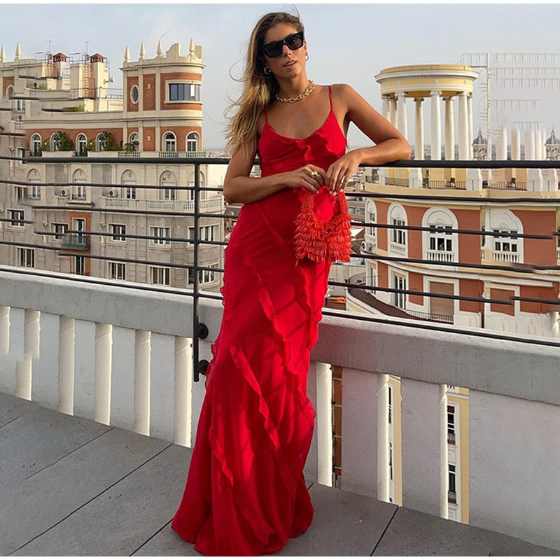 Deep V Neck Maxi Dress