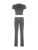 Gray Slim Basic Sports 2 Pieces Yoga Sets O Neck Short Sleeve Tee & Low Waist Skinny Pants Tracksuit S-xl