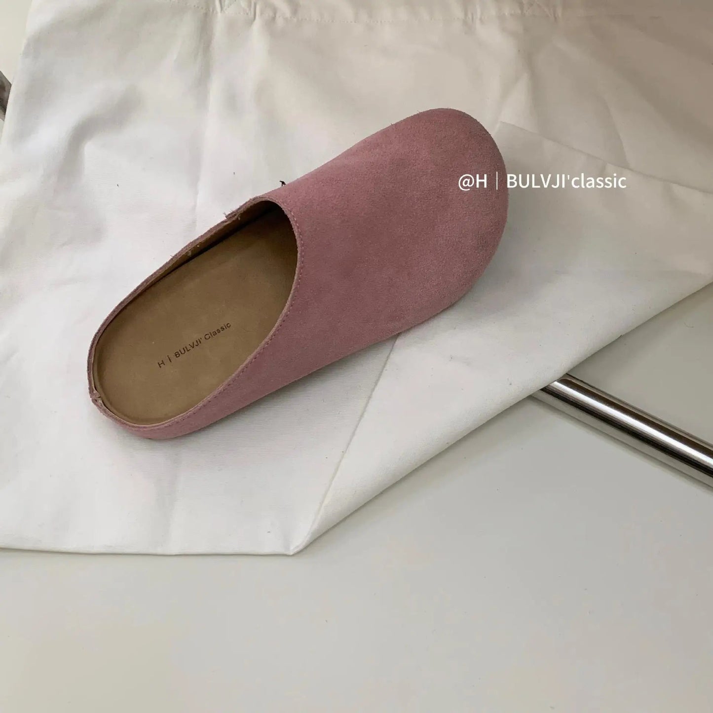 Low Slippers Soft Flock Cover Toe Loafers Female Shoes Slides Platform Comfort Fabric Hoof Heels Rubber Pu Rome Shoes Ladie