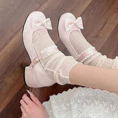 New Spring Autumn Mary Jane Shoes Shallow Round Toe Mid Heel Shoes Outdoor Single Pumps Shoes