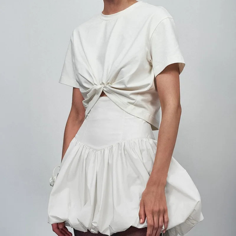 American Retro Color All Match Aline Skirt Summer New High Waist Pleated Bud Skirt